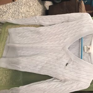 Carolina blue Lacoste cable v neck sweater